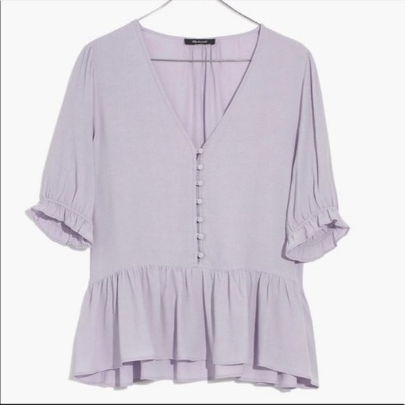 Madewell Tops - Madewell Courtyard Ruffle-Hem Top in Lilac